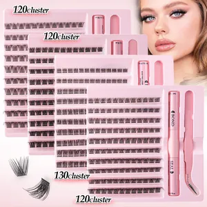 Segmented Cluster Lashes DIY Eyelash Extension Kit C Curl Fluffy Lashes With Dual Ended Bond And Seal Glue Pink Tweezers