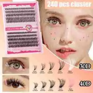 DIY 240er Cluster Wimpern 30D 40D Mix 8-14mm C-Curl 0,07mm Volumen Wimpernverlängerung