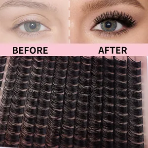 Black cluster eyelash extension kit with 8-18mm individual lashes and tools