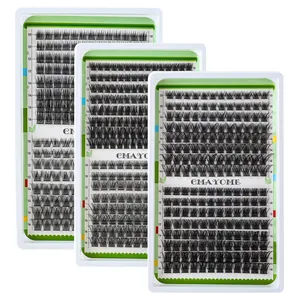 Drei Packungen CMAYOME 10-16mm Cluster-Wimpern mit C-Curl schwarzen Kunstfasern