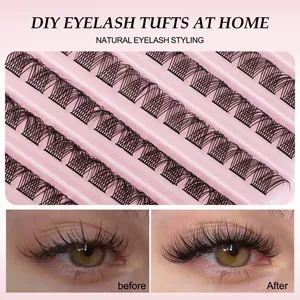 Professional DIY eyelash tufts tray showing natural before and after application effect