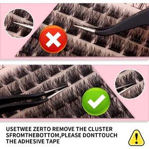 8-18mm DIY cluster lashes kit with correct tweezers placement on pink background