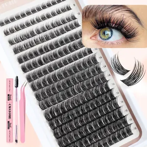 DIY cluster wimperverlenging kit met lijm en tools voor dikke en gekrulde wimpers