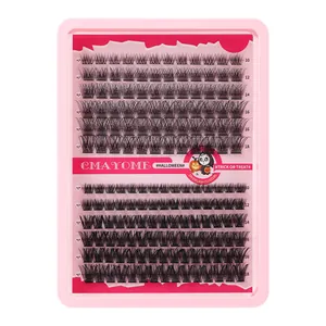 DIY cluster eyelash extension kit with D-curl 10-18mm length in Halloween pink tray