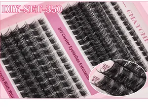 Macro detail of DIY cluster lashes with C-curl texture in lengths 14mm and 16mm