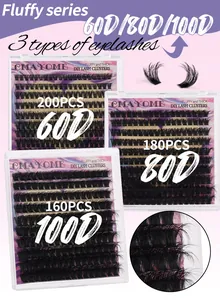 Λεπτομέρεια σετ βλεφαρίδων DIY με πυκνότητα 60D και 80D σε μωβ συσκευασία