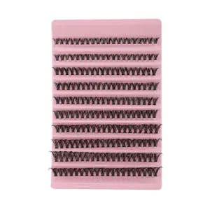 DIY individual segment eyelashes on pink background for professional eye makeup