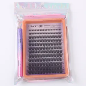 DIY clusterwimpers set met 10-14mm lengtes, bond & seal lijm en een roze borstel