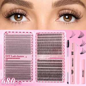 Set Extension Ciglia Singole Segmentate DIY Lash Clusters Con Bond Seal Remover Pinzette Fibra Sintetica Ciglia Finte Naturali e Dense