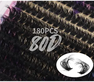 Macro λεπτομέρεια από 180 τμχ βλεφαρίδες 80D με συνθετικές ίνες υψηλής πυκνότητας