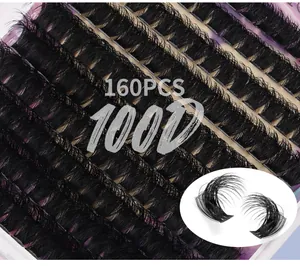 Λήψη macro από 100D DIY βλεφαρίδες σε σετ 160 τεμαχίων με εξαιρετικά πυκνή μαύρη υφή