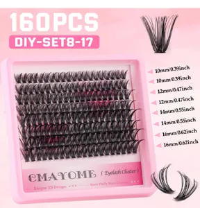 Detailed view of DIY individual eyelash cluster set with 10-16mm length and DD curl