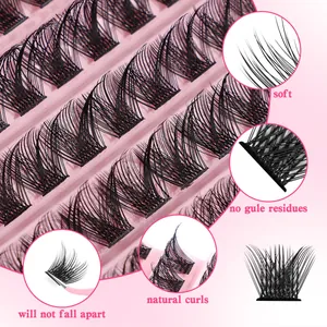Individual cluster lashes with 120 pieces DD curl in soft synthetic black fibers