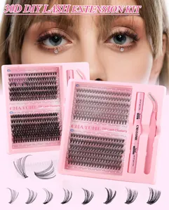 Kit de extensión de pestañas DIY con pestañas 10D-40D, pegamento y pinzas