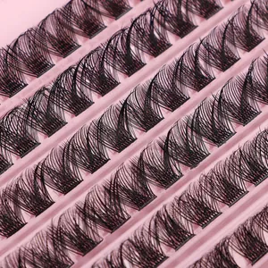 Black individual cluster eyelash extensions set with DD curl on pink tray