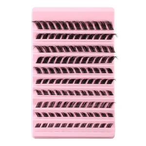 Ciglia finte a grappolo DIY in 10 file su vassoio rosa con stile nero naturale DD curl