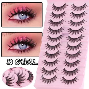 Set di 10 paia di ciglia finte naturali D curl per un trucco quotidiano volumizzante