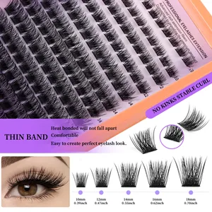 DIY cluster wimperverlenging met stabiele B-krul en 10-18mm lengte variatie