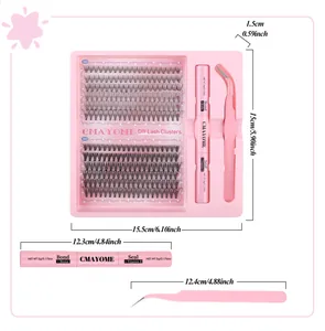 Kit de extensión de pestañas DIY con grupos 10D 20D pegamento bond y seal y pinzas
