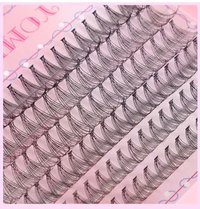 Primer plano de pestañas individuales en racimo color negro natural para maquillaje DIY