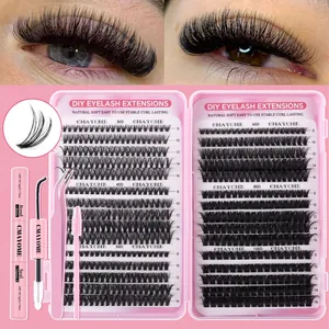 DIY Eyelash Extension Kit Segmented Cluster Lashes 10D-100D Mixed Length 8-16mm Natural Wispy Lashes Set With Bond And Seal