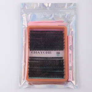 Σετ επέκτασης βλεφαρίδων DIY με 280 τουφάκια και ροζ εργαλεία εφαρμογής