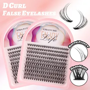 Individual D curl eyelash extension set with 10mm to 18mm soft handmade clusters