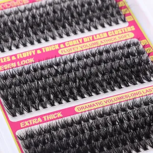 Dramatic 80D and 100D volume lash clusters with fluffy curly finish in large capacity tray