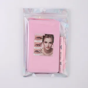 DIY eyelash extension kit with pink storage box, tweezers, brush, and dual-end lash glue