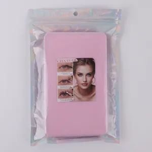 Detailed instruction card for lash application with holographic packaging sleeve