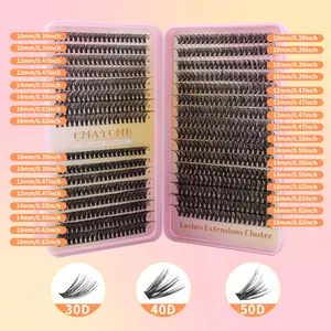 Dettaglio del kit ciglia fai-da-te con ciuffi 30D 40D 50D e lunghezze da 10 a 16mm