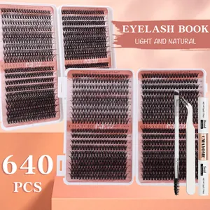 640 PCS DIY cluster lash kit with 30D+40D mix lengths and bond and seal tools
