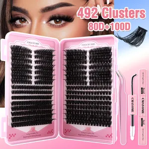 DIY Individual Cluster Eyelash Extension Set With Bond And Seal Glue Tweezers Brush Volume Natural False Eyelashes Kit