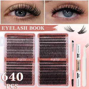 DIY cluster lash kit with 640 pieces 30D+40D mix length lashes including bond and seal