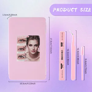 Detailed size specifications for individual eyelash cluster extension kit with tools