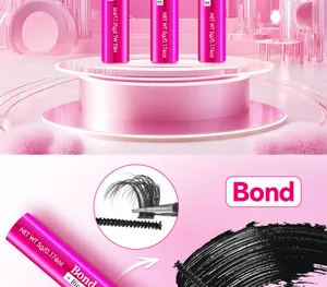 Detail of double-ended lash bond with spiral brush applicator for DIY eyelash grafting