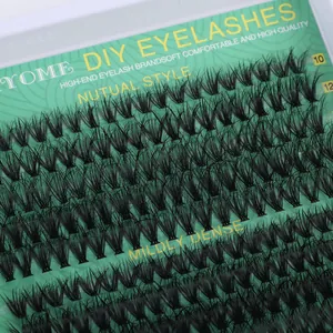 Macro shot of 10mm and 12mm individual DIY eyelash clusters for a natural dense look