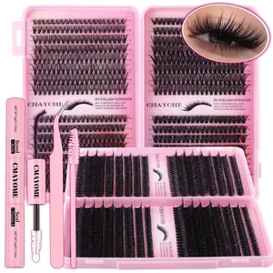 DIY Wimperverlenging Roze Clusterwimpers Combinatie Met 10D 20D 30D 40D Gemengde D Curl Individuele Wimpers Bond En Seal Pincet Voor Dames Schoonheid