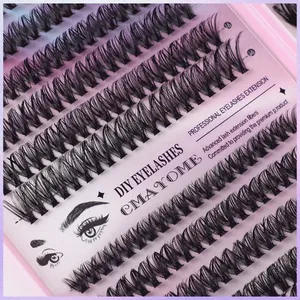 Macro detail of 16mm DIY individual cluster lashes with 3D volume and soft D-curl finish