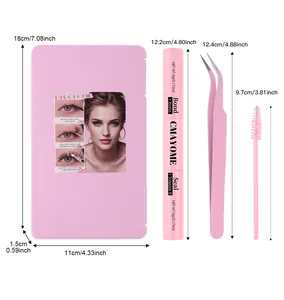 Gedetailleerde DIY wimperverlengingsset met roze pincet, bond & seal en wimperborsteltje