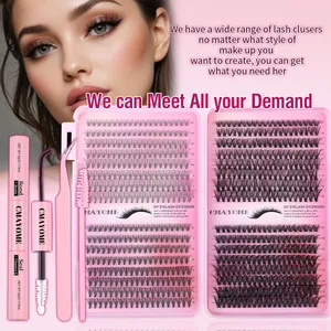Professionele DIY wimperverlengingsset met 30D+80D clusters, lijm en een pincet