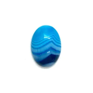 Macro detail of blue banded agate cabochon with natural striped texture for DIY jewelry