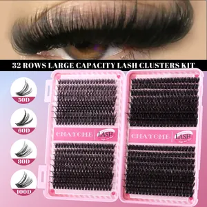 32 rijen DIY individuele wimperclusters in 50D tot 100D voor een vol en gekruld volume