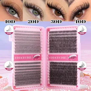 DIY cluster wimperextensies kit met 10D tot 40D volume in een roze verpakking