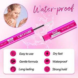 Dual-ended 5g eyelash glue with Vitamin E in pink tube, waterproof and long lasting formula