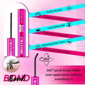 Dual-ended 2-in-1 eyelash glue bond with biotin and 360-degree spiral brush for DIY lashes