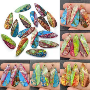 Natürlicher Kaiserstein Tränenform Anhänger Bunte Gespleißte Marmorierte Charms Für DIY Schmuckherstellung Kette Damen Geschenk