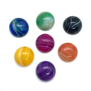 Set of 7 colorful striped natural agate cabochons for DIY jewelry making and mounting