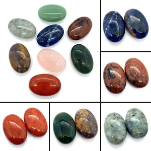 Natural Stone Oval Cabochon Polished Flatback Gemstone For DIY Jewelry Making Pendants Decoration Healing Palm Stone