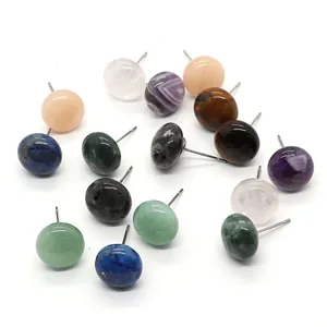 Poliertes Naturstein Ohrstecker Set mit Amethyst, Tigerauge und verschiedenen Quarzen